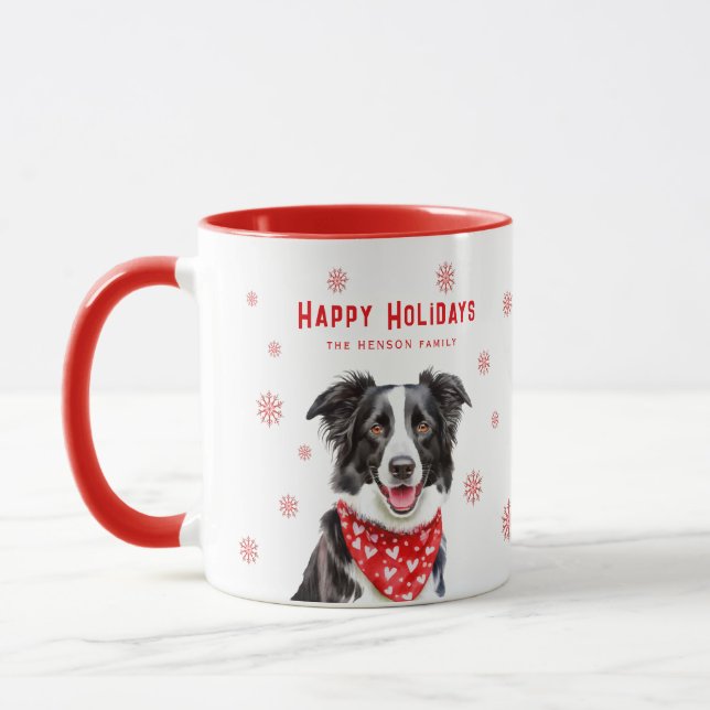 Mug Border Collie Bandana Rouge à Coeur Noël  (Gauche)