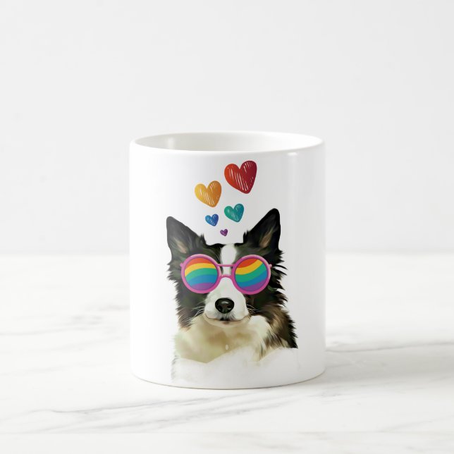 Mug Border Collie  Chien avec coeurs Saint-Valentin  (Centre)