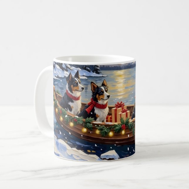 Mug Border Collie Noël Bateau Vacances (Devant gauche)