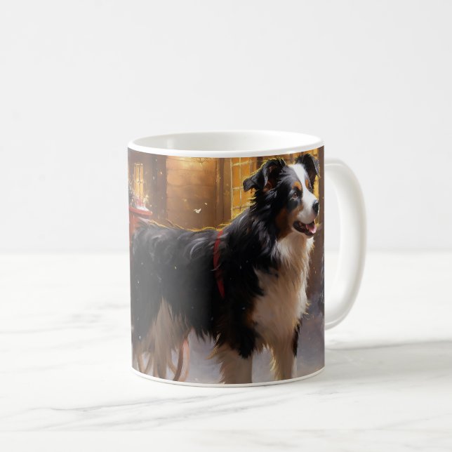 Mug Border Collie Noël Saison Festive (Devant droit)