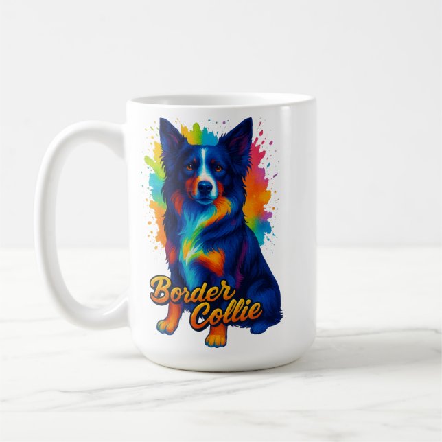 Mug Border Collie Pop Art Vibrant (Gauche)