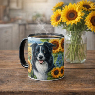 Mug Border Collie Tournesol Café Ferme Maison