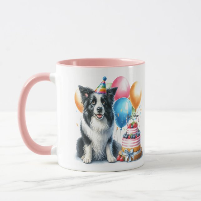 Mug Bordure Anniversaire Collie Amoureux des chiens Mu (Gauche)