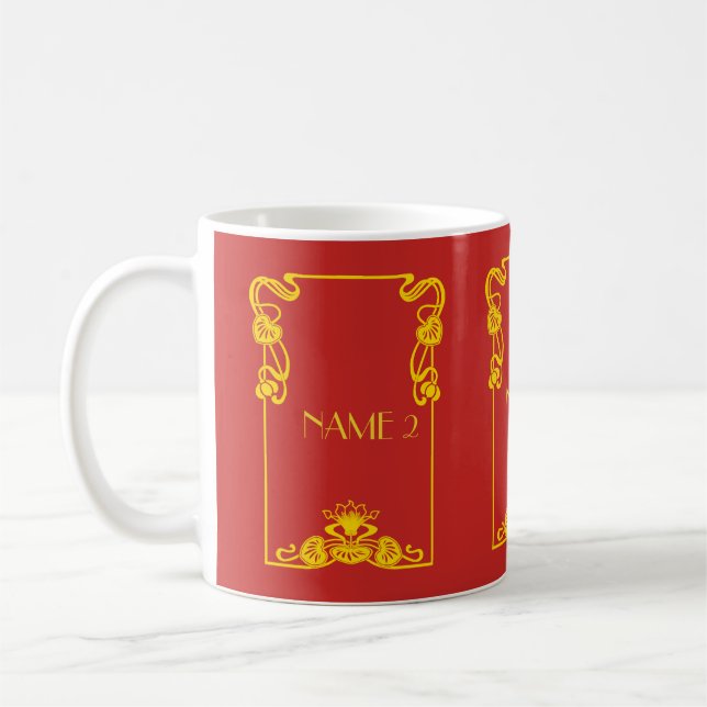 Mug Bordure Art Nouveau rouge et or (Gauche)