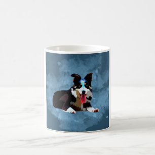 Mug Bordure Collie Chien Aquarelle Portrait