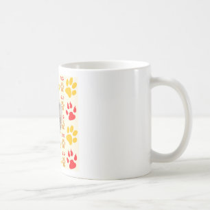 Mug Bordure Collie Empreinte de patte Amour Coeur