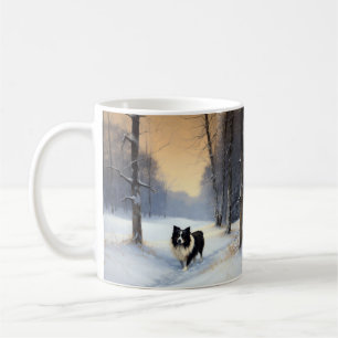 Mug Bordure Collie Laisser neiger Noël