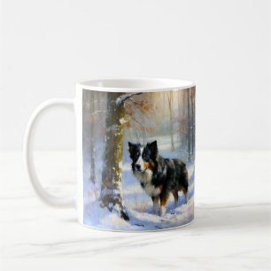 Mug Bordure Collie Laisser neiger Noël