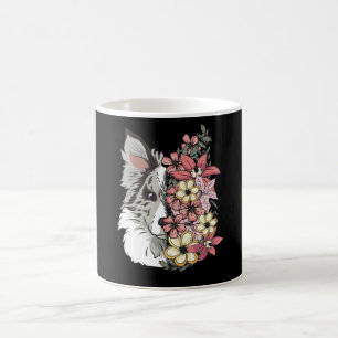 Mug Bordure Collie Mélange Bleu Avec Fleurs