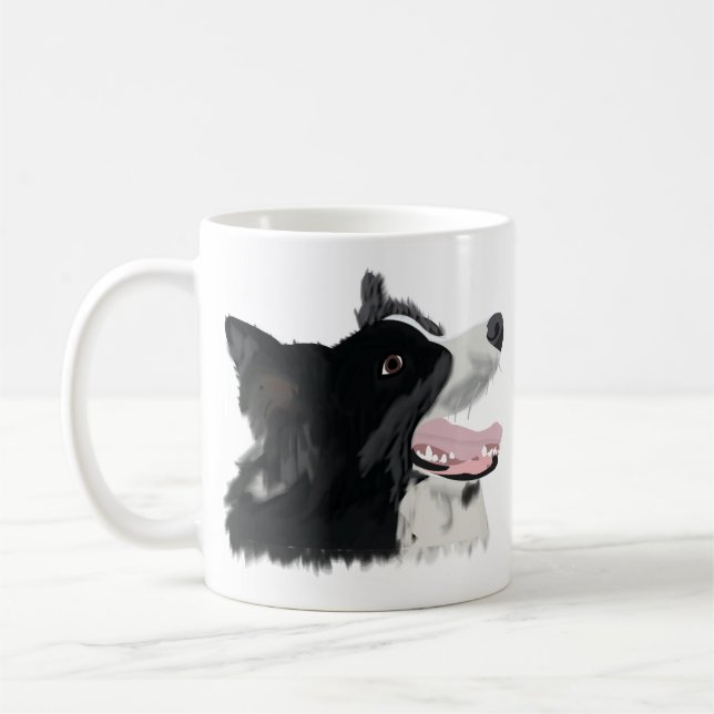 Mug Bordure Collie mignon chien (Gauche)