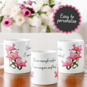 Mug Bordure côté Pretty Rose Pocket Texte personnalisé