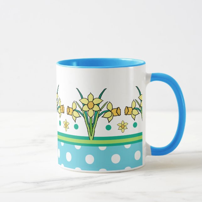 Mug Bordure de la jonquille du soleil du printemps, Mu (Droite)