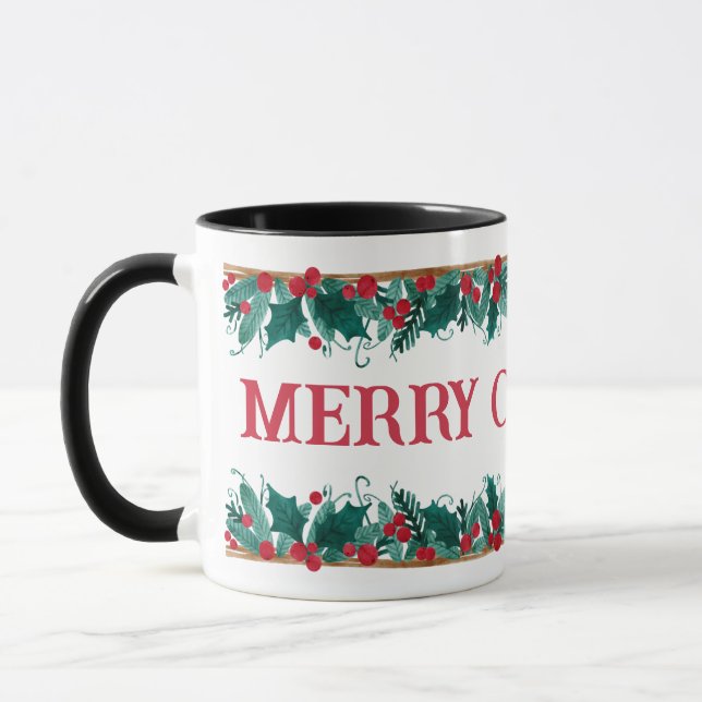 Mug Bordure de Noël avec texte (Gauche)