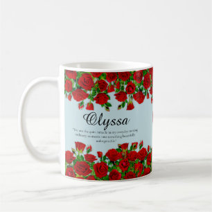 Mug Bordure de rose rouge élégante sur mesure thème ja