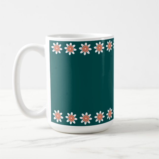 Mug Bordure Fleur minimale Retro Deep Turquoise (Gauche)