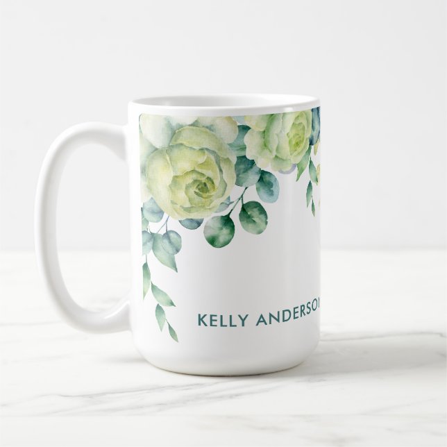 Mug Bordure florale à l'aquarelle d'eucalyptus avec de (Gauche)
