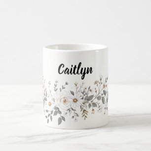 Mug Bordure florale blanche et grise