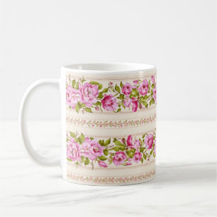 Mug Bordure florale rose avec minuscules fleurs roses