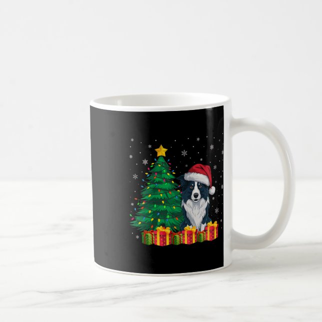 Mug Bordure moche Collie Santa Hat Feux de Noël Chien (Droite)
