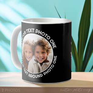 Mug Bordure noire avec 2 photos - Texte autour d'un ce
