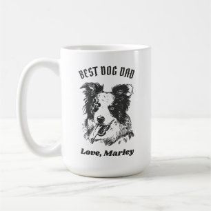 Mug Bordure personnalisée Collie Chien Papa Nom person
