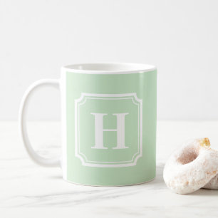Mug Bordures classiques Monogramme personnalisé vert