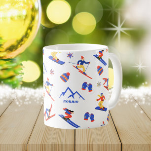 Mug Bormio Italie Motif de snowboard