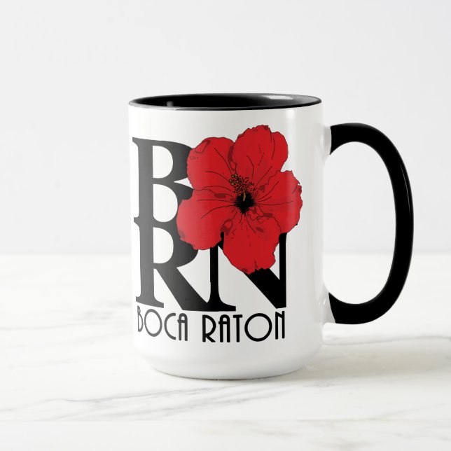 Mug BORN Boca Raton Red Hibiscus 15oz (Droite)