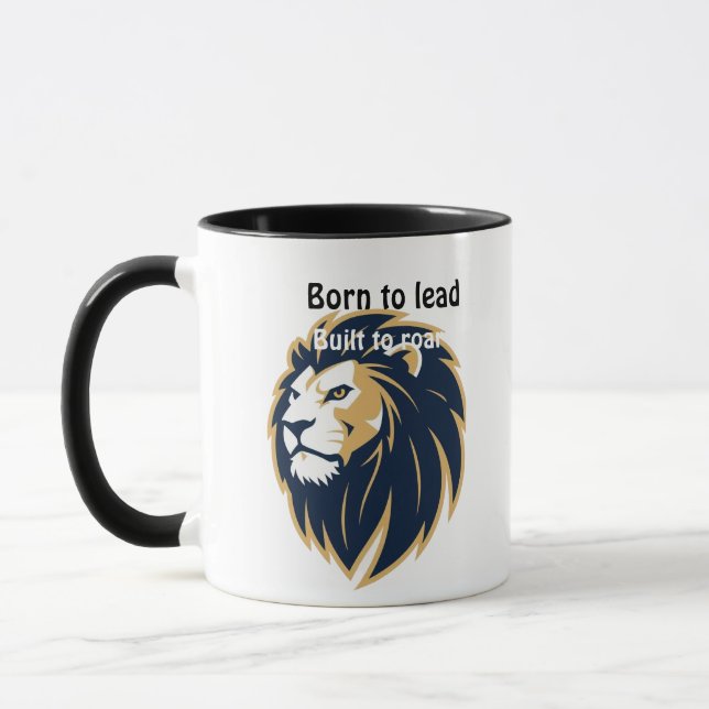 Mug Born to Lead. Built to Roar." Lion Face Coffee Cup (Gauche)