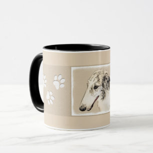 Mug Borzoi (Argent Brindle) Peinture Chien Art origina