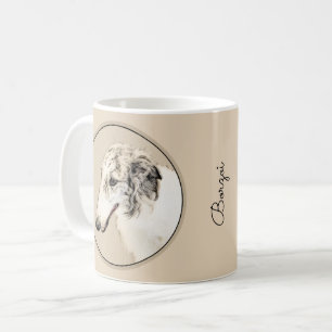 Mug Borzoi (Argent Brindle) Peinture Chien Art origina