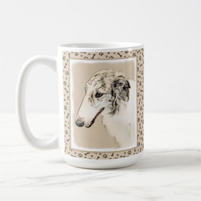 Mug Borzoi (Brindle d'argent) Peinture originale de ch (Gauche)