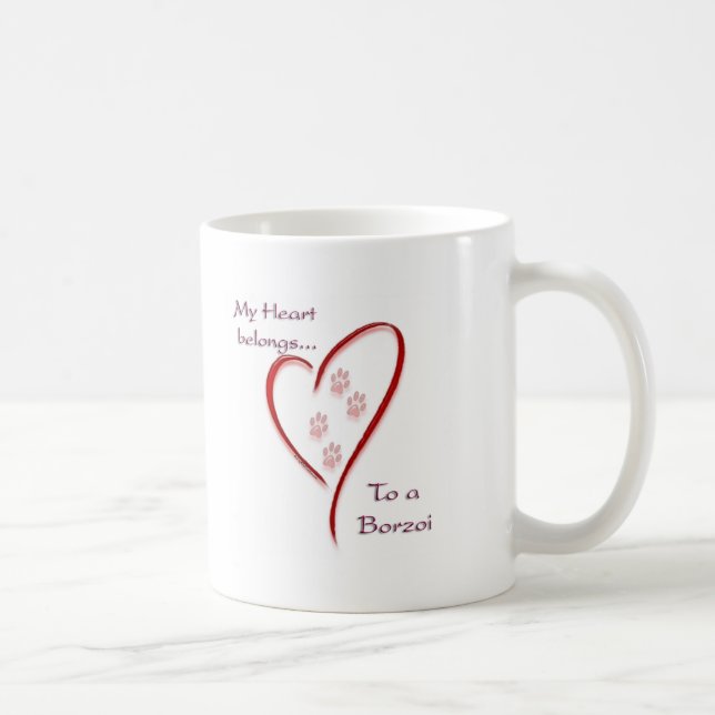 Mug Borzoi Coeur Appartient (Droite)