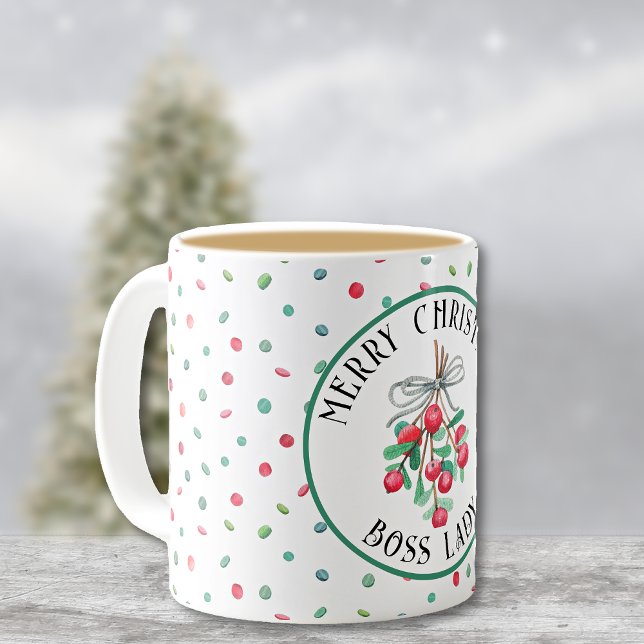 Mug Boss Lady, Noël Mistletoe Motif 11oz (Créateur téléchargé)