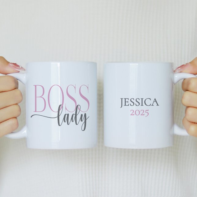 Mug Boss Lady rose et gris (Créateur téléchargé)