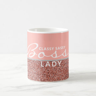 Mug Boss Lady Rose Rose Rose Parties scintillant or