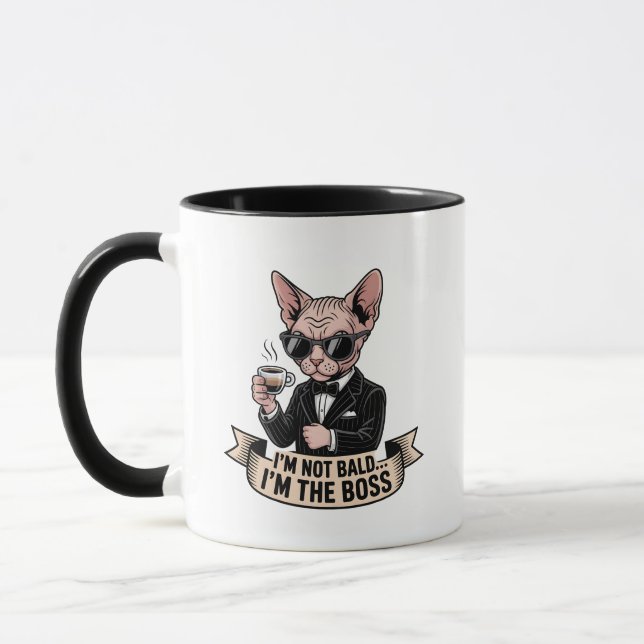 Mug Boss Sphynx Cat Coffee Illustration (Gauche)