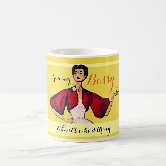 Mug Bossy Gal Retro Jaune (Centre)