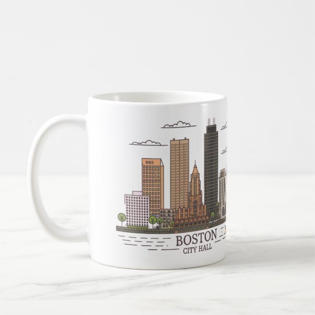 Mug Boston City Skyline, boston ma skyline (Gauche)