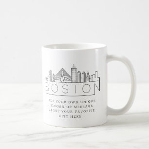 Mug Boston Stylisé Skyline   Slogan personnalisé