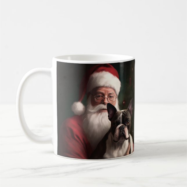 Mug Boston Terrier avec Noël Festif du Père Noël (Gauche)