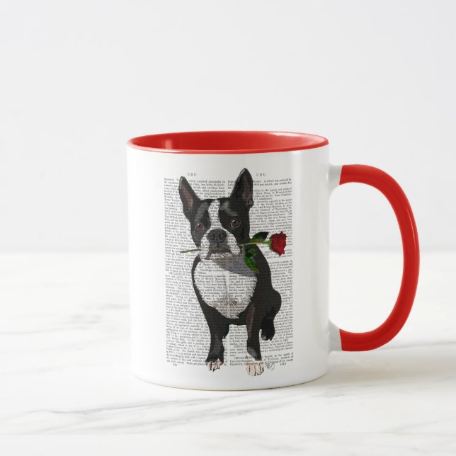 Mug Boston Terrier avec Rose dans la bouche (Droite)