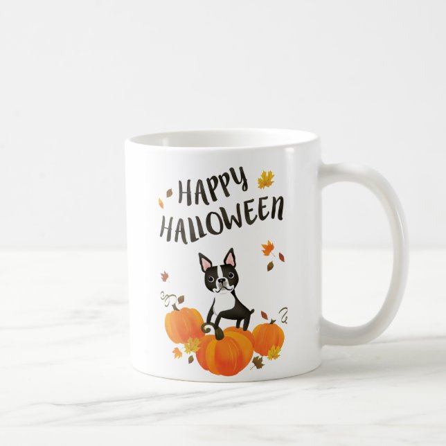 Mug Boston Terrier Citrouille Fall quitte Halloween Mu (Droite)