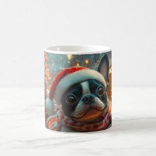 Mug Boston Terrier Dog Roller Dessous de verre Noël