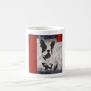 Mug Boston Terrier en noir et blanc avec frontière rou