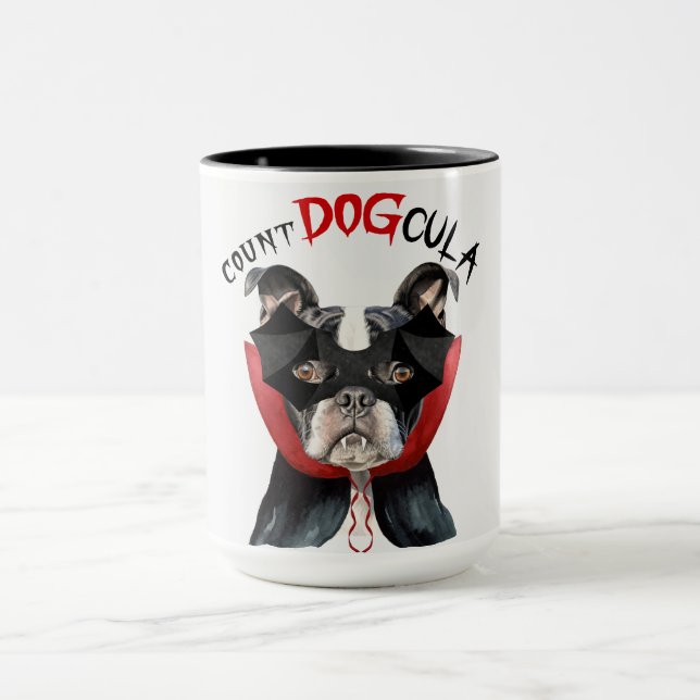 Mug Boston Terrier Funny Count DOGcula Halloween (Centre)