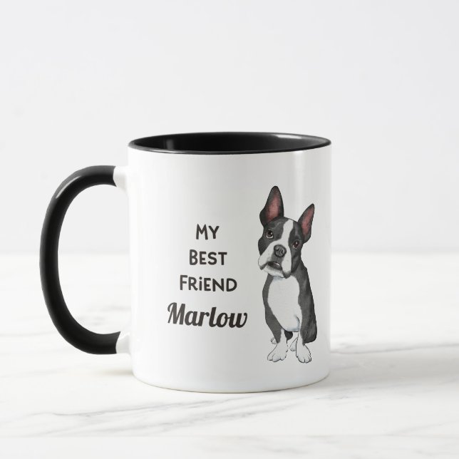 Mug Boston Terrier Mon meilleur ami Nom personnalisé (Gauche)
