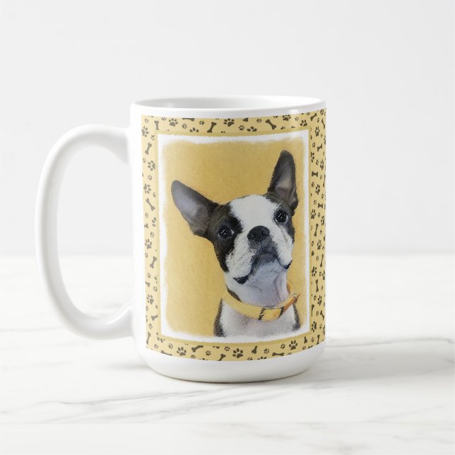 Mug Boston Terrier Painting - Cute Original Dog Art (Gauche)