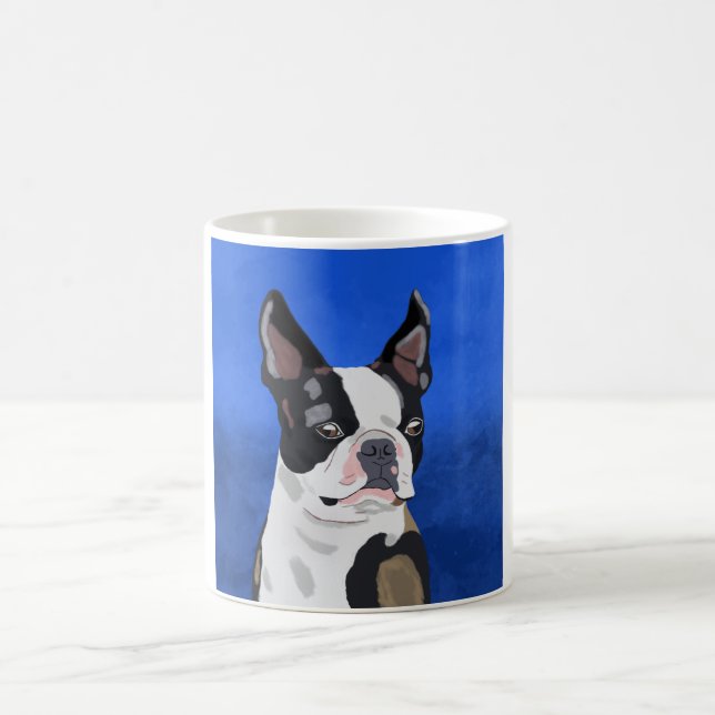 Mug Boston Terrier Peinture à l'huile de chien Portrai (Centre)
