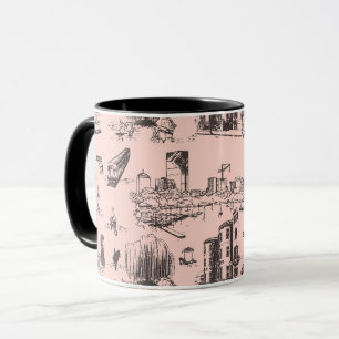 Mug Boston Toile noir et rose